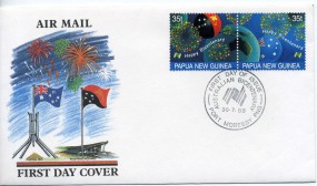 1988, 30.Jul., FDC m. MiF. PORT MORESBY - AUSTRALIAN BICENTENARY(So.-Stpl.).