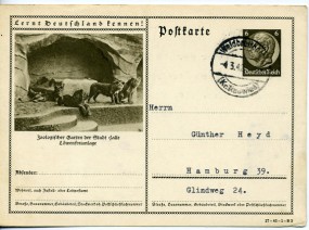 1942, 4.Mrz., 6Pfg.-GA-Kte. WALDBREITBACH (KR.NEUWIED)(Handstpl.) nach Hamburg. Porto: R...