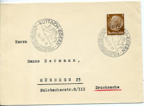 1937, 28.Feb., Drucks.-Bf.m. EF. ROTTACH-EGERN - DEUTSCHE SKIMEISTERSCHAFT FÜR TOR- UND A...