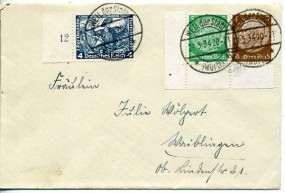 1934, 29.Mai , Bf.m. MiF. WEIL DER STADT (WÜRTT.) **(Handstpl.) nach Waiblingen. Porto: ...