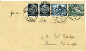 1934, 12.Jun., Bf.m. MiF. BITTERFELD **h(Handstpl.) nach Bad Kissingen. Porto: RM 0.12.