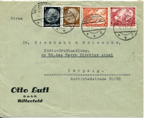 1934, 17.Feb., Bf.m. MiF. BITTERFELD **h(Handstpl.) nach Leipzig. Porto: RM 0.24.
