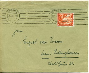 1934, 26.Feb., Bf.m. EF. ESSEN 1 u(Masch.-Stpl.) nach Essen-Rellinghausen. Porto: RM 0.0...