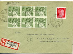 1944, 9.Feb., R-Bf.m. MiF. SCHARNEBECK ÜBER LÜNEBURG a(Handstpl.) nach FÜRSTENWALDE (SP...