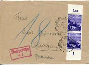 1942, 4.Mai , Bf.m. MeF. SPREEFURT (KR HOYERSWERDA) a(Handstpl.) nach Bautzen. Porto: RM...