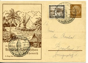 1937, 10.Jan., 3Pfg.-GA-Kte.m. Zus.-Frankatur. CHEMNITZ - TAG DER BRIEFMARKE(So.-Stpl.) ...