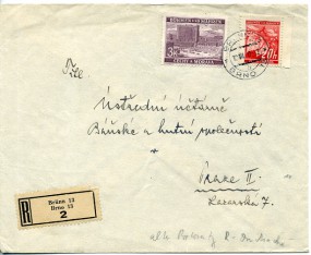 1940, 12.Jul., R-Bf.m. MiF. BRÜNN 13 BRNO 13 b(Handstpl.) nach Praha. Porto: K 3.20.