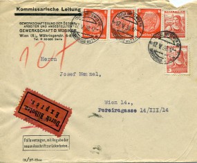 1938, 17.Mai , Eil-Bf.m. MiF. TELEGR.AMT 73 WIEN IX/2 DIENSTSTELLE DES P.A.34(Handstpl.)...