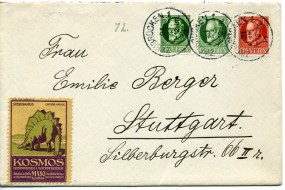 1914, 21.Okt., Bf.m. MiF. ZWEIBRÜCKEN 1(Handstpl.) nach Stuttgart. Porto: M 0.20.