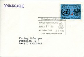 1985, 2.Aug., Drucks.-Bf.m. EF. 3500 KREMS AN DER DONAU 2 - WERBESCHAU DES B.S.V. KREMS W...