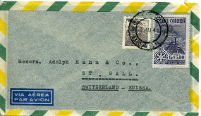 1949, 18.Jan., Lp.-Bf.m. MiF. SP.. BRASIL(undeutl.Handstpl.) in die Schweiz. Porto: Cr$5...