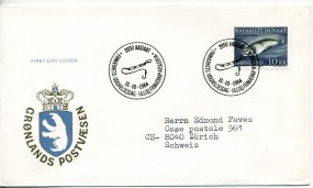 1984, 11.Okt., FDC m. EF. 3950 AASIAAT(So.-Stpl.) in die Schweiz. Porto: Kr.10.00(+).