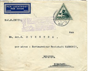 1937, 4.Jun., Lp.-Bf.m. EF. AMERSFOORT.(Handstpl.) nach SEMARANG(Niederländisch-Indien...