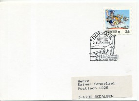 1989, 26.Jan., Kte. m. EF. HUGHENDEN, QLD 4821 - DINOSAUR COUNTRY(Handwerbestpl.) nach W...