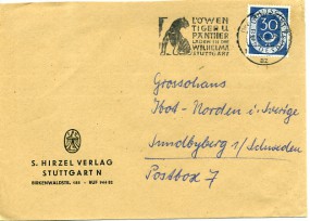 1953, 30.Mai , Bf.m. EF. (14.) STUTTGART 9 az - LÖWEN TIGER U. PANTHER LADEN IN DIE WILHE...