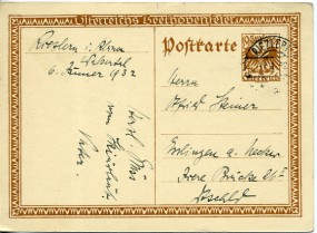 1932, 7.Jan., 10g.-So.-GA-Kte. RIEZLERN *a*(Handstpl.) nach Deutschland. Porto: S 0.10.