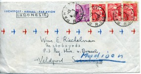 1949, 4.Jul., Lp.-Feldpost-Bf.m. MiF. PARIS VII R. CLER(Handstpl.) nach Soerabaja(Indone...