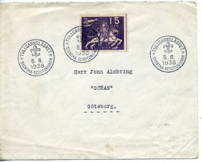 1938, 5.Aug., Bf.m. EF. TULLGARNSLÄGRET - SVENSKA SCOUTUNIONEN(So.-Stpl.) nach Göteborg....