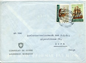1964, 7.Okt., Lp.-Bf.m. MiF. LOURENCO MARQUES 1(Handstpl.) in die Schweiz. Porto: 7$5o.