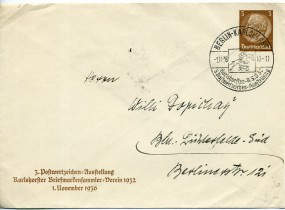 1936, 1.Nov., 3Pfg.-GA-Umschlag. BERLIN-KARLSHORST - KARLSHORSTER B.S.V. 32 3. POSTWERTZE...