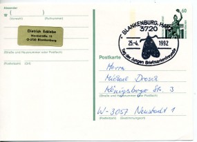 1992, 25.Apr., 60Pfg.-GA-Kte. 3720 BLANKENBURG, HARZ 1 - TAG DER JUNGEN BRIEFMARKENFREUND...