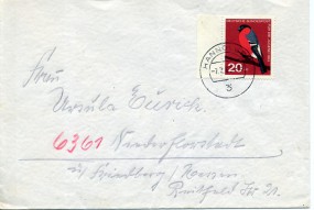 1963, 7.Jul., Bf.m. EF. 3 HANNOVER 1 p(Handstpl.) nach Niederflorstadt. Sonntags gestemp...