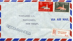 1964, 30.Okt., R-Lp.-Bf.m. MiF. PHILIPSBURG ST. MAARTEN(Handstpl.) über CURACAO WILLEMS...