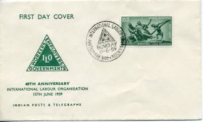 1959, 15.Jun., FDC m. EF. BOMBAY - 40TH ANNIVERSARY INTERNATIONAL LABOUR ORGANISATION(So...