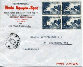 1964, 6.Feb., Lp.-Bf.m. MeF. SAIGON(Handstpl.) nach Westdeutschland. Porto: 4 D.