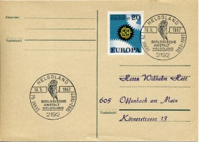 1967, 18.Sep., Kte. m. EF. 2192 HELGOLAND - 75 JAHRE BIOLOGISCHE ANSTALT HELGOLAND 1892-1...