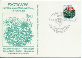1988, 26.Jun., Kte. m. EF. 5010 ERFURT 1 - EXOTICA '88 VIVARISTIK BEZIRKSAUSSTELLUNG(So....