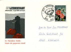 1970, 5.Jul., Kte. m. EF. 8160 DIKSMUIDE - 43e IJZERBEDEVAART(So.-Stpl.) nach Edegem. So...