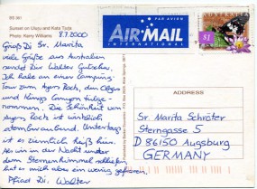2000, ...Jul., Lp.-Ans.-Kte. m. EF. DARWIN M.C. -..(Masch.-Werbestpl.) nach Deutschland....