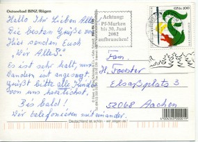 2002, 6.Mai , Ans.-Kte. m. EF. BRIEFZENTRUM 18 mc - ACHTUNG: PF-MARKEN BIS 30. JUNI 2002 ...