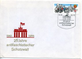 1986, 5.Aug., FDC m. EF. 1085 BERLIN - 25 JAHRE ANTIFASCHISTISCHER SCHUTZWALL(So.-Stpl.)...