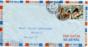 1963, 18.Feb., Lp.-Bf.m. EF. FIANARANTSOA PRINCIPAL(Handstpl.) nach Österreich. Porto: 6...