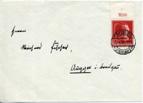 1938, 20.Apr., Bf.m. EF. FREIBURG (BREISGAU) 1 *.(Handstpl.) nach.. im Breisgau. Porto: ...