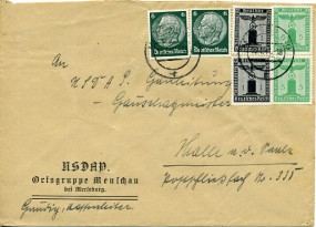 1941, 15.Jan., Bf.m. MiF. MERSEBURG f(Handstpl.) nach Halle/S. Porto: RM 0.24.