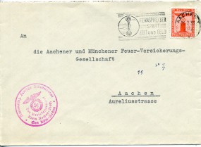 1938, 26.Jul., Bf.m. EF. AACHEN 1 b - FERNSPRECHER SPART ZEIT UND GELD(Masch.-Werbestpl....