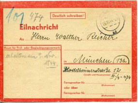 1944, 6.Nov., Eil-Kte. WIEN.. ad(undeutl.Handstpl.) nach München. Porto: -.