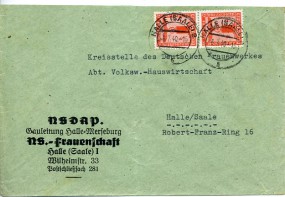 1940, 6.Jul., Bf.m. MeF. HALLE (SAALE) 8 b(Handstpl.) nach Halle/S. Porto: RM 0.16.