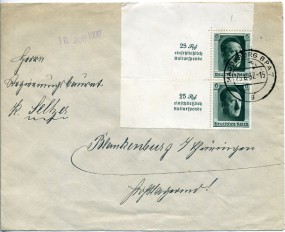 1937, 25.Jun., Bf.m. MeF. MAGDEBURG BPA 7 g(Handstpl.) nach Blankenburg. Porto: RM 0.12....