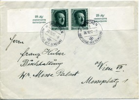 1937, 26.Okt., Bf.m. MeF. MÜNCHEN 1 g HAUPTSTADT DER BEWEGUNG(Handstpl.) nach Österreich...