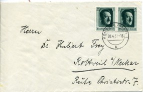 1937, 20.Apr., Bf.m. MeF. HOMBURG (SAAR) 1 b(Handstpl.) nach Rottweil. Porto: RM 0.12.