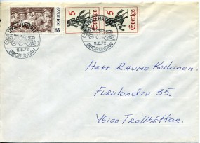 1972, 11.Aug., Bf.m. MiF. TROLLHÄTTAN - BRORUNDAN(So.-Stpl.) nach Trollhättan. Porto: Kr...