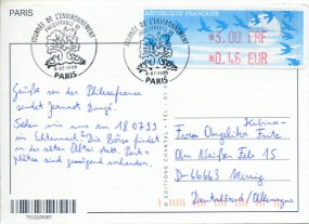 1999, 8.Jul., Ans.-Kte. m. EF. PARIS - JOURNÉE DE L'ENVIRONNEMENT PHILEXFRANCE(So.-Stpl....