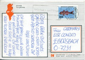 1992, 26.Sep., Ans.-Kte. m. EF. DOUZ - POSTFAX UNE TRANSMISSION ULTRA RAPIDE(Masch.-Werb...