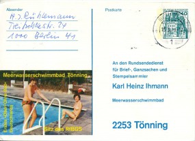 1978, 15.Mrz., 40Pfg.-GA-Kte. 1 BERLIN 11 pm(Masch.-Stpl.) nach Tönning. Porto: DM 0.40....