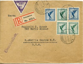 1926, 10.Jun., R-Bf.m. MiF. DEISENHOFEN **b(Handstpl.) über NEW YORK, N.Y. REG'Y. DIV....