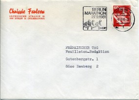 1981, 9.Jun., Bf.m. EF. 1 BERLIN 11 nx - BERLIN MARATHON 27.9.1981 S©C(Masch.-Werbestpl....